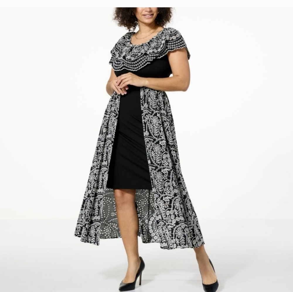 C Wonder by Christian Sirano Runway Black and White Lace Dress Sz M